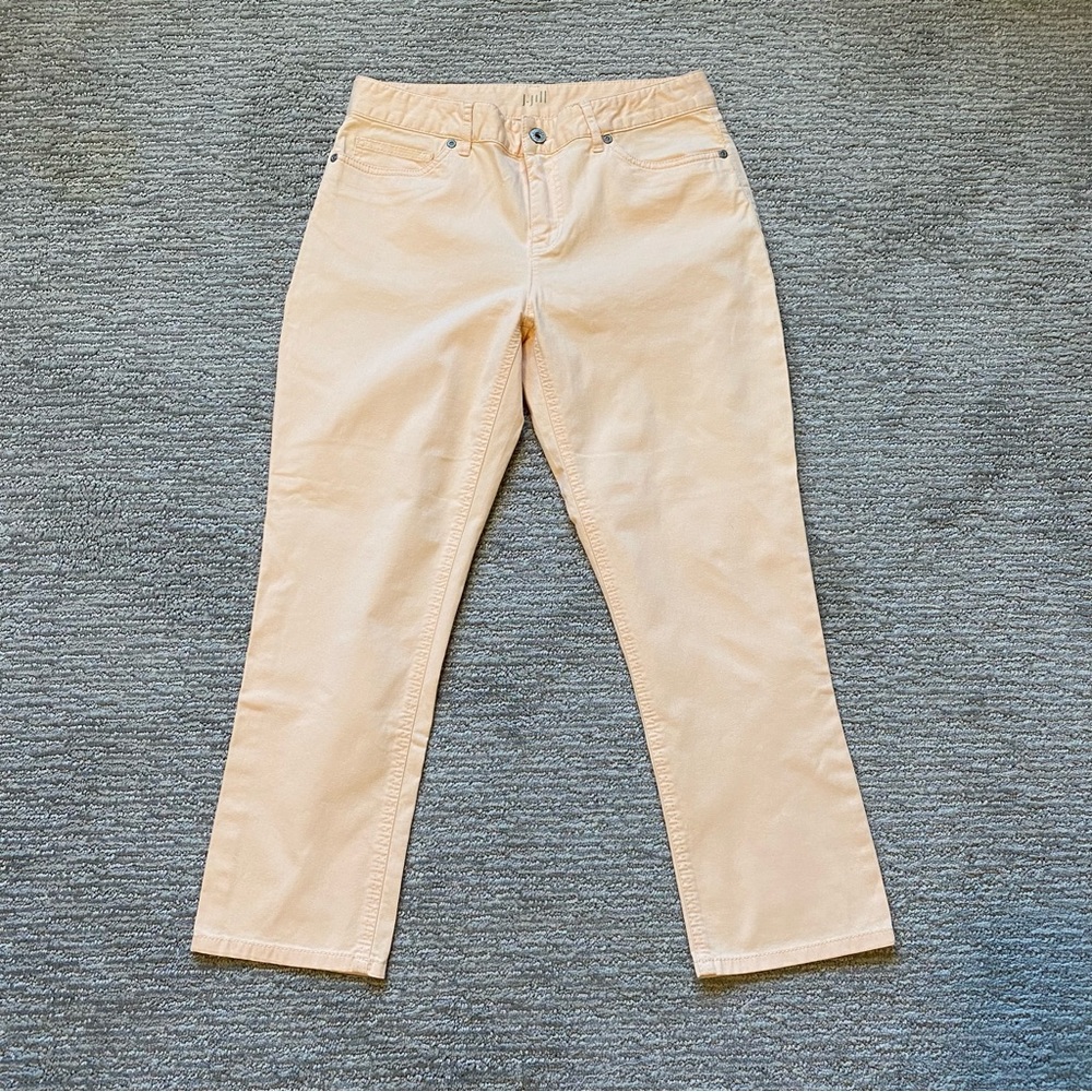 J. Jill Size 4 Authentic‎ Fit Crop Stretch Cropped Light Peach Color Wash Jeans